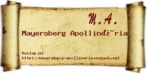 Mayersberg Apollinária névjegykártya